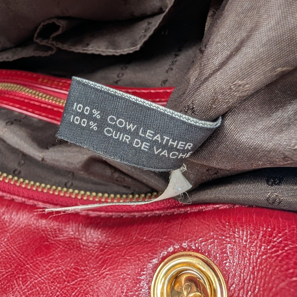 Marc by Marc Jacobs Red Patent Leather Tote Crossbody Bag Gold Hardware - Picture 14 of 14